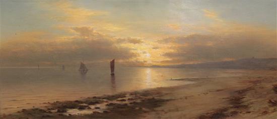 J C S Coastal landscape at sunset, 16 x 36in.